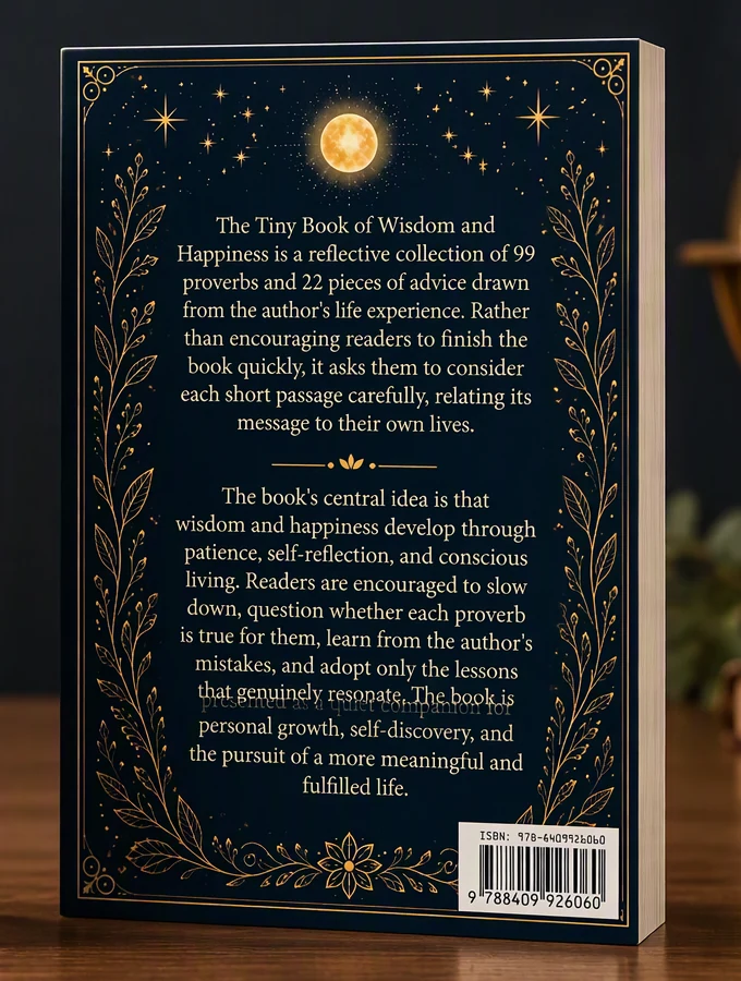 Book standing upright showing the back cover